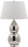 Safavieh - Set of 2 - Jill Lamp Double Gourd Ceramic 26.5" Silver Off White Clear Cotton LIT4093M-SET2 683726713951