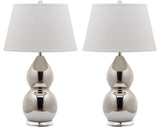 Safavieh - Set of 2 - Jill Lamp Double Gourd Ceramic 26.5" Silver Off White Clear Cotton LIT4093M-SET2 683726713951