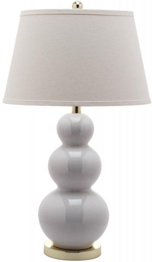 Safavieh - Set of 2 - Pamela Lamp Triple Gourd Ceramic 28" White Gold Cotton LIT4095A-SET2 683726465935