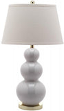 Safavieh - Set of 2 - Pamela Lamp Triple Gourd Ceramic 28" White Gold Cotton LIT4095A-SET2 683726465935