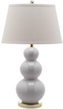 Safavieh - Set of 2 - Pamela Lamp Triple Gourd Ceramic 28" White Gold Cotton LIT4095A-SET2 683726465935