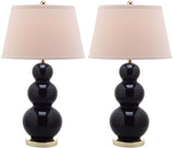 Safavieh - Set of 2 - Pamela Lamp Triple Gourd Ceramic 28" Navy Off White Gold Cotton LIT4095B-SET2 683726559962