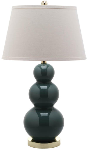 Safavieh - Set of 2 - Pamela Lamp Triple Gourd Ceramic 28" Marine Blue Off White Gold Cotton LIT4095C-SET2 683726559979