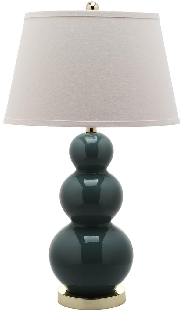 Safavieh - Set of 2 - Pamela Lamp Triple Gourd Ceramic 28" Marine Blue Off White Gold Cotton LIT4095C-SET2 683726559979