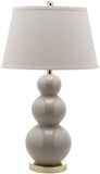 Safavieh - Set of 2 - Pamela Lamp Triple Gourd Ceramic 28" Light Grey Off White Gold Cotton LIT4095F-SET2 683726560005