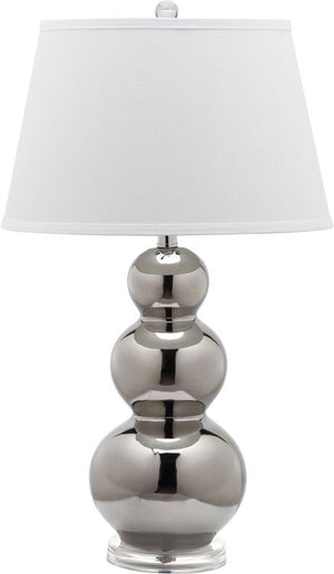 Safavieh - Set of 2 - Pamela Lamp Triple Gourd Ceramic 28" Silver Off White Clear Cotton LIT4095M-SET2 683726713975
