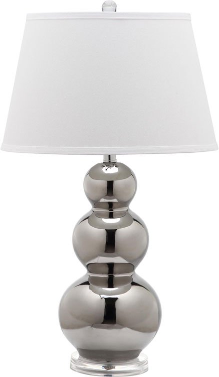 Safavieh - Set of 2 - Pamela Lamp Triple Gourd Ceramic 28" Silver Off White Clear Cotton LIT4095M-SET2 683726713975