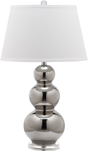 Safavieh - Set of 2 - Pamela Lamp Triple Gourd Ceramic 28" Silver Off White Clear Cotton LIT4095M-SET2 683726713975