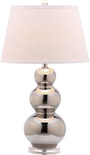 Safavieh - Set of 2 - Pamela Lamp Triple Gourd Ceramic 28" Silver Off White Clear Cotton LIT4095M-SET2 683726713975