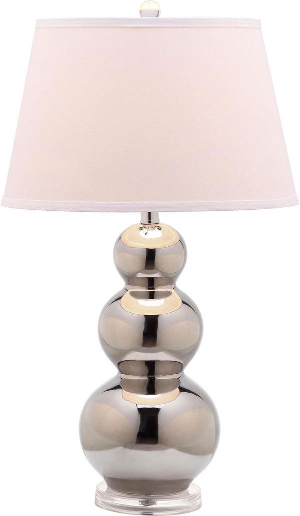 Safavieh - Set of 2 - Pamela Lamp Triple Gourd Ceramic 28" Silver Off White Clear Cotton LIT4095M-SET2 683726713975