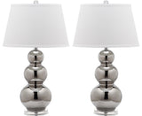 Safavieh - Set of 2 - Pamela Lamp Triple Gourd Ceramic 28" Silver Off White Clear Cotton LIT4095M-SET2 683726713975