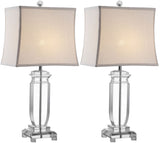 Safavieh - Set of 2 - Olympia Table Lamp Crystal 24" Clear Off White Silver Cotton LIT4099A-SET2 683726414490