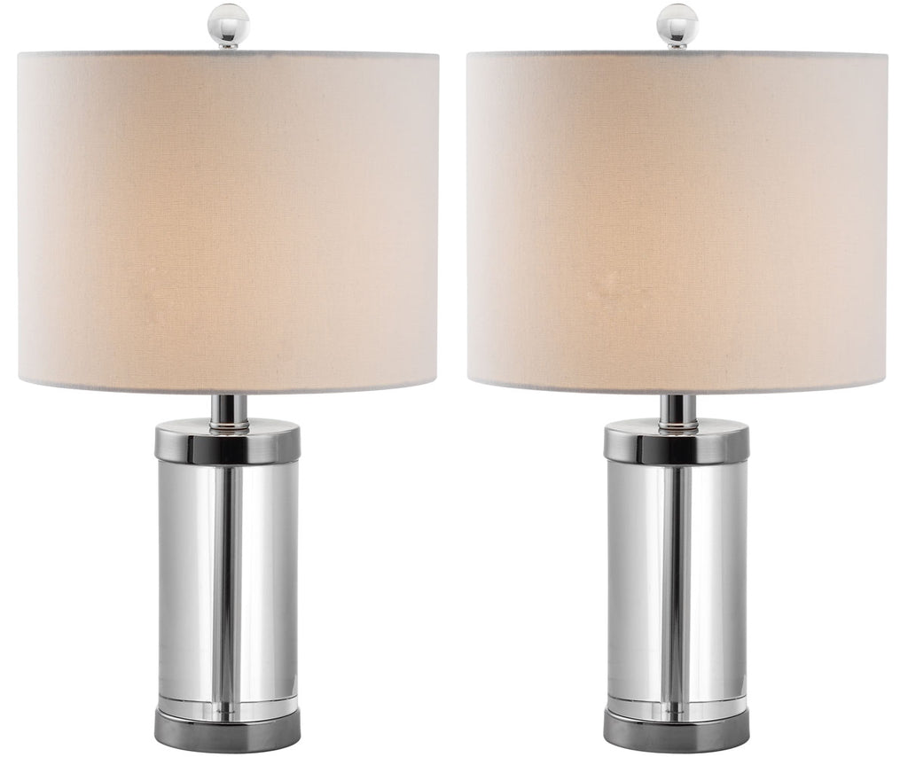 Safavieh - Set of 2 - Laurie Table Lamp Crystal 20" Clear Off White Silver Cotton LIT4101A-SET2 683726414513