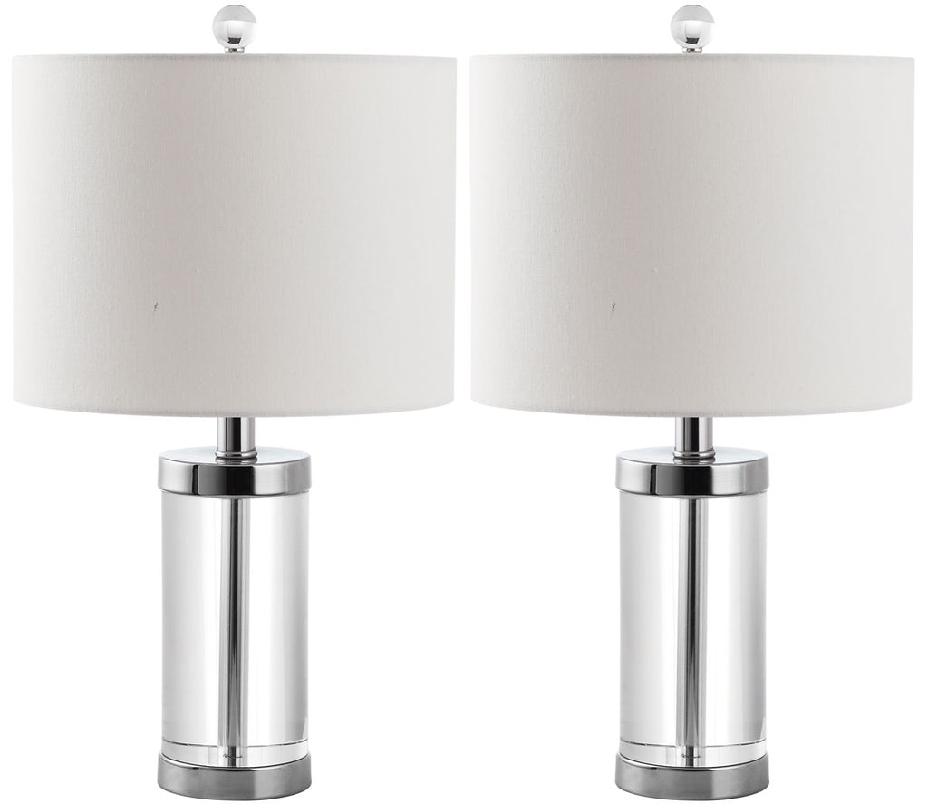 Safavieh - Set of 2 - Laurie Table Lamp Crystal 20" Clear Off White Silver Cotton LIT4101A-SET2 683726414513