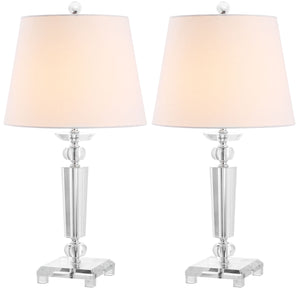Safavieh - Set of 2 - Imogene Table Lamp Crystal 24" Clear Off White Silver Cotton LIT4104A-SET2 683726415848