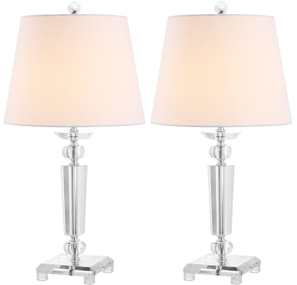 Safavieh - Set of 2 - Imogene Table Lamp Crystal 24" Clear Off White Silver Cotton LIT4104A-SET2 683726415848