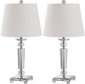 Safavieh - Set of 2 - Imogene Table Lamp Crystal 24" Clear Off White Silver Cotton LIT4104A-SET2 683726415848