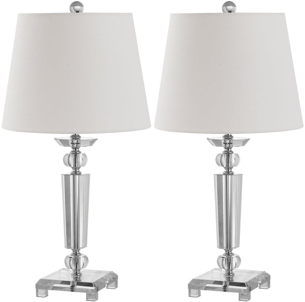 Safavieh - Set of 2 - Imogene Table Lamp Crystal 24" Clear Off White Silver Cotton LIT4104A-SET2 683726415848