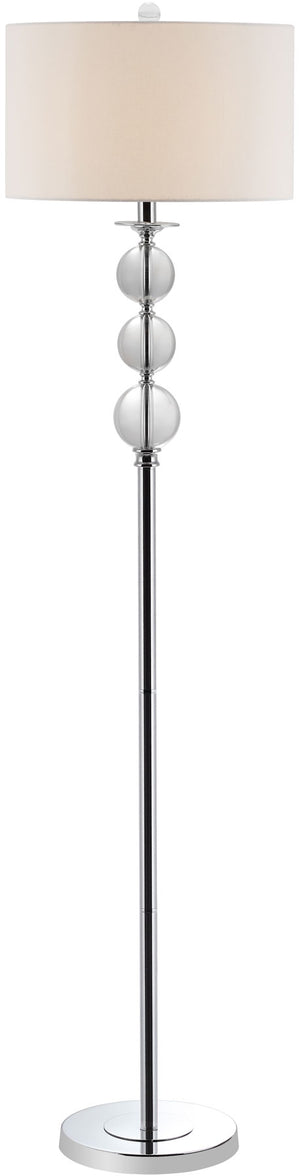 Safavieh Pippa Floor Lamp Globe Glass 61" Clear Off White Silver Cotton Crystal LIT4105A 683726783497