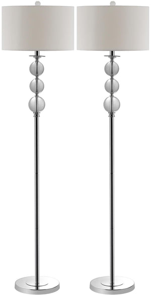 Safavieh Pippa Floor Lamp Globe Glass 61" Clear Off White Silver Cotton Crystal LIT4105A 683726783497