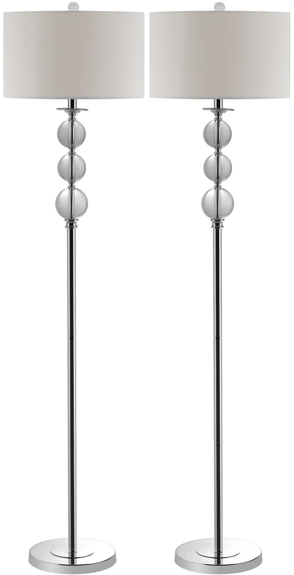 Safavieh Pippa Floor Lamp Globe Glass 61" Clear Off White Silver Cotton Crystal LIT4105A 683726783497