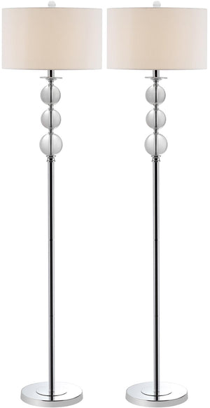 Safavieh Pippa Floor Lamp Globe Glass 61" Clear Off White Silver Cotton Crystal LIT4105A 683726783497