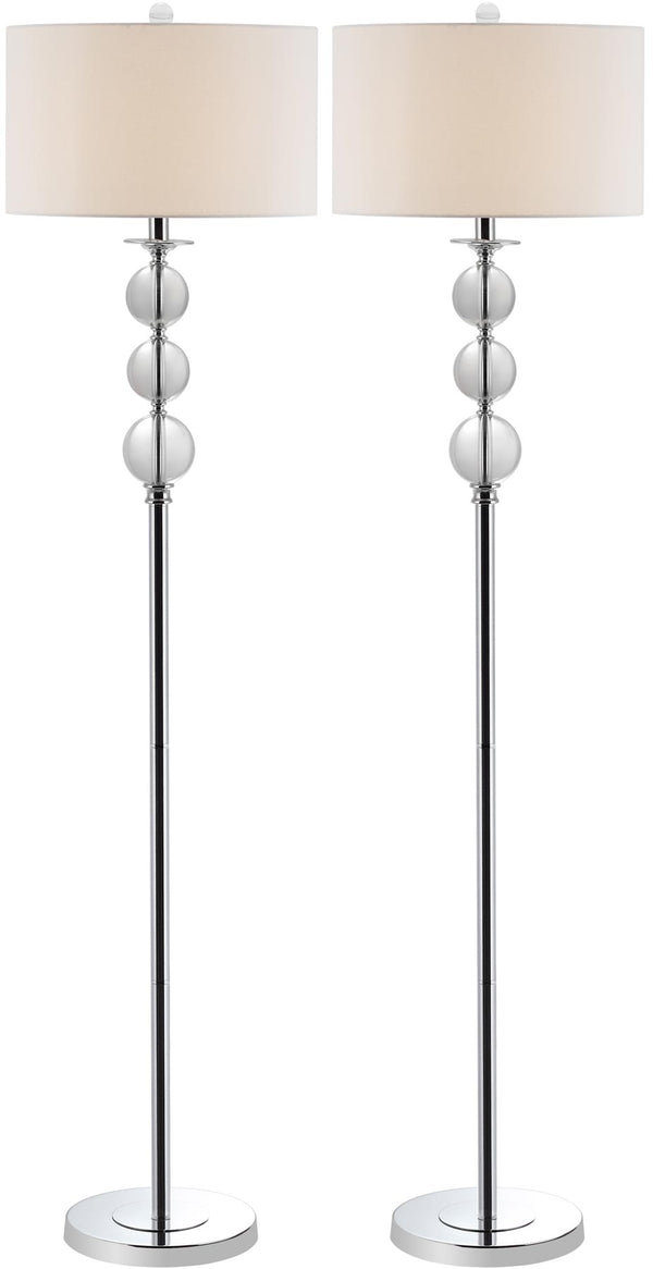 Safavieh Pippa Floor Lamp Globe Glass 61" Clear Off White Silver Cotton Crystal LIT4105A 683726783497