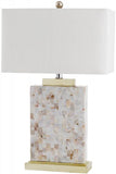 Safavieh - Set of 2 - Tory Table Lamp Shell 24.5" Cream White Gold Bushed Cotton Polyester LIT4107A-SET2 683726416166