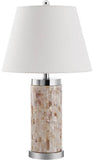 Safavieh - Set of 2 - Diana Table Lamp Shell 25" Cream White Silver Clear Cotton Polyester LIT4110A-SET2 683726416319