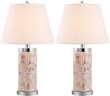 Safavieh - Set of 2 - Diana Table Lamp Shell 25" Cream White Silver Clear Cotton Polyester LIT4110A-SET2 683726416319