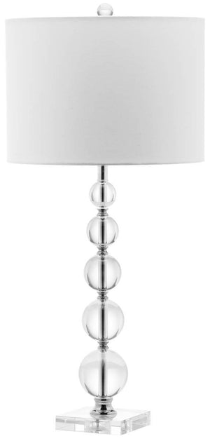 Safavieh - Set of 2 - Liam Lamp Ball Stacked Crystal 29" Clear Off White Chrome Silver Cotton LIT4112A-SET2 683726678106