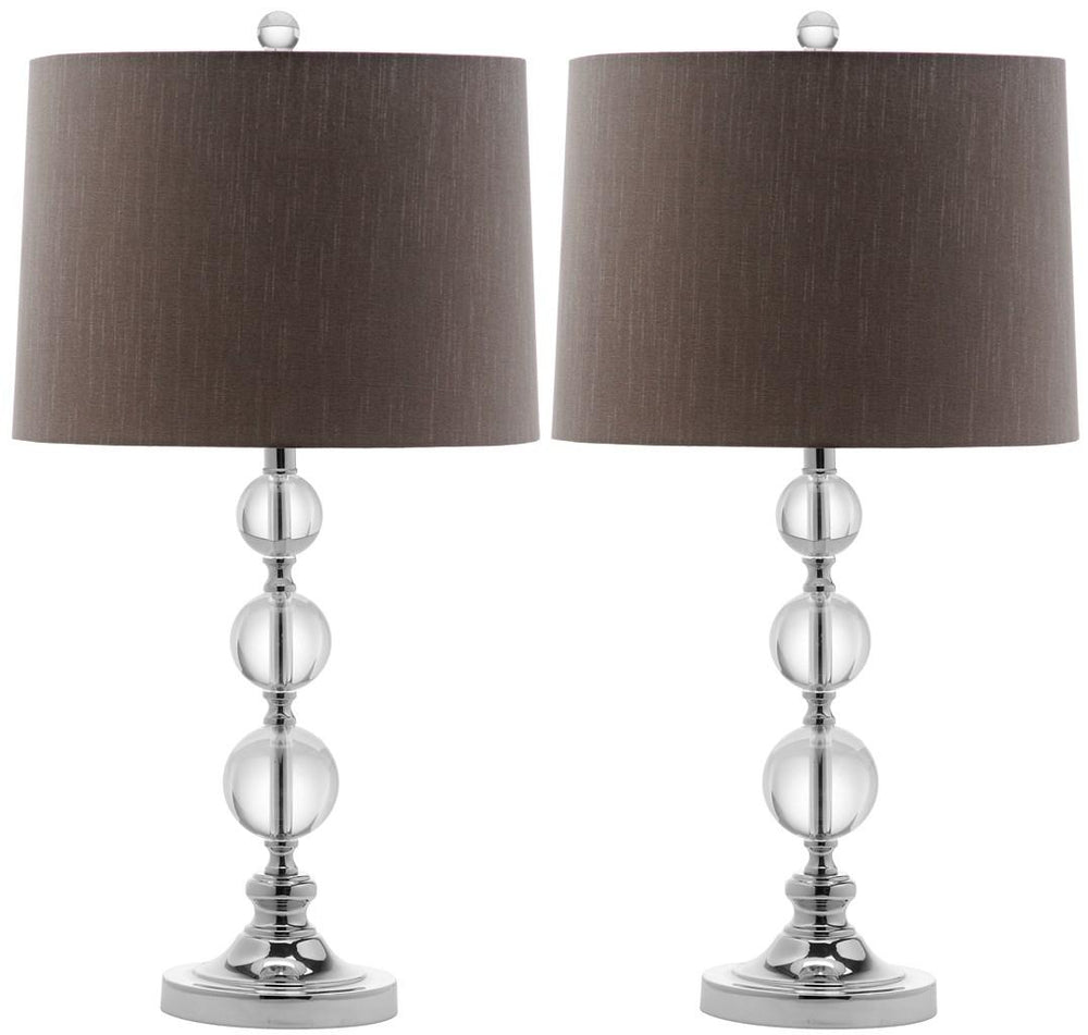 Safavieh - Set of 2 - Keeva Lamp Ball Crystal 26" Clear Grey Chrome Silver Cotton LIT4113A-SET2 683726678137