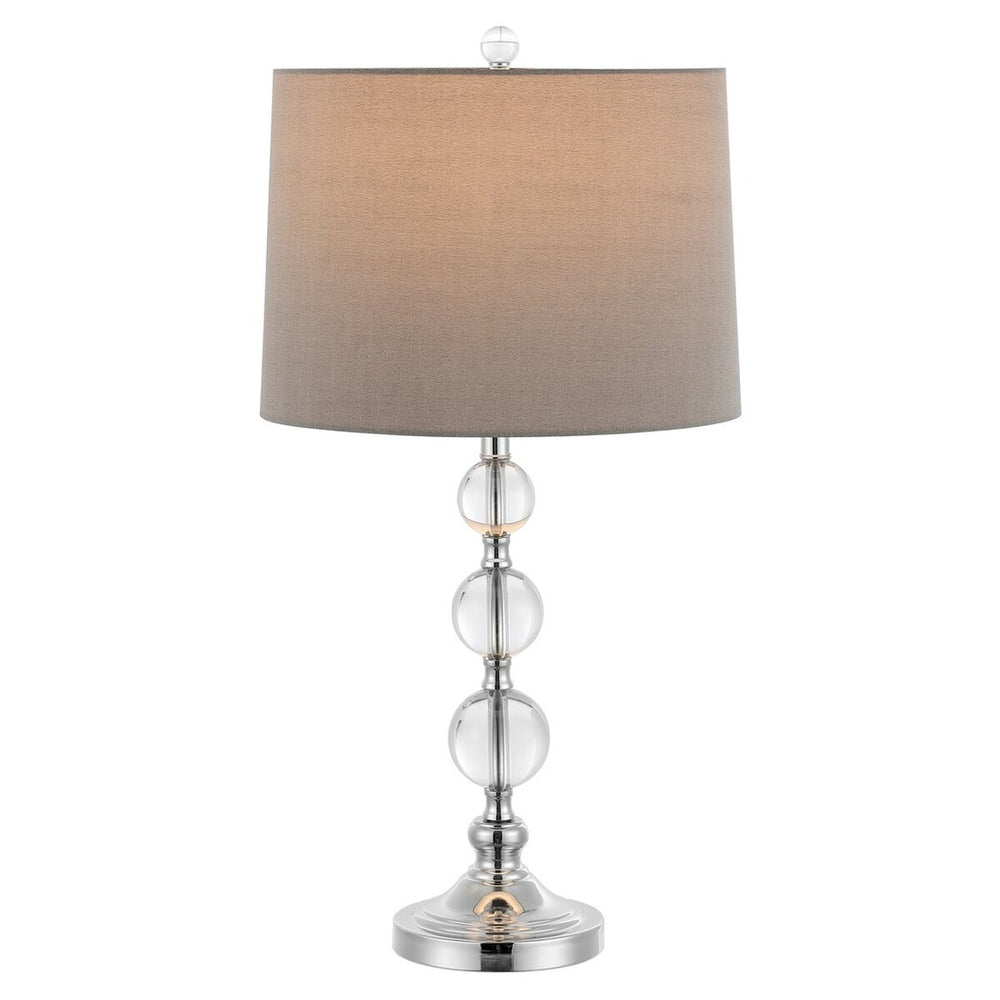 Safavieh Keeva, 27 Inch, Clear/Chrome, Crystal/Iron Table Lamp Set Of 2 W/ Usb Port – Grey Shades​ -Set Of 2 Clear / Grey Crystal LIT4113A-SET2-U