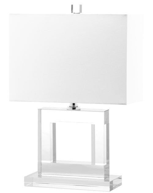 Safavieh Town Lamp Square Crystal 20.5" Clear Off White Chrome Silver Cotton LIT4115A 683726678199