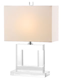 Safavieh Town Lamp Square Crystal 20.5" Clear Off White Chrome Silver Cotton LIT4115A 683726678199