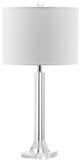 Safavieh - Set of 2 - Tyrone Lamp Crystal Column 27" Clear Off White Chrome Silver Cotton LIT4116A-SET2 683726678212