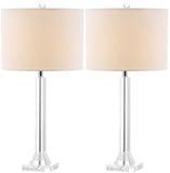 Safavieh - Set of 2 - Tyrone Lamp Crystal Column 27" Clear Off White Chrome Silver Cotton LIT4116A-SET2 683726678212