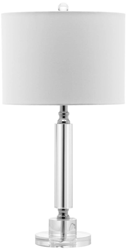 Safavieh - Set of 2 - Lamp Deco Column Crystal 24.5" Clear Off White Chrome Silver Cotton LIT4117A-SET2 683726678243