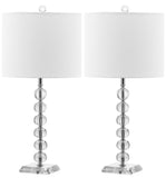 Safavieh - Set of 2 - Victoria Lamp Ball Crystal 25" Clear Off White Chrome Silver Cotton LIT4119A-SET2 683726678311