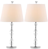 Safavieh - Set of 2 - Lamp Deco Prisms Crystal 24.5" Clear Off White Chrome Silver Cotton Polyester LIT4129A-SET2 683726679127