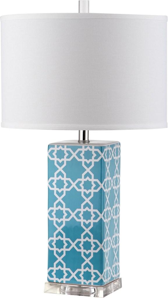 Quatrefoil 27-Inch Table Lamp - Moroccan-Inspired Ceramic Design with Elegant Off-White Shade