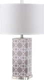 Safavieh - Set of 2 - Quatrefoil Table Lamp 27" Grey Off White Silver Clear Cotton Ceramic LIT4133C-SET2 683726715511