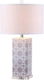 Safavieh - Set of 2 - Quatrefoil Table Lamp 27" Grey Off White Silver Clear Cotton Ceramic LIT4133C-SET2 683726715511