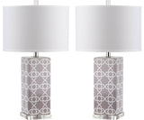 Safavieh - Set of 2 - Quatrefoil Table Lamp 27" Grey Off White Silver Clear Cotton Ceramic LIT4133C-SET2 683726715511