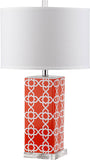 Safavieh - Set of 2 - Quatrefoil Table Lamp 27" Orange Off White Silver Clear Cotton Ceramic LIT4133D-SET2 683726715535