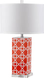 Safavieh - Set of 2 - Quatrefoil Table Lamp 27" Orange Off White Silver Clear Cotton Ceramic LIT4133D-SET2 683726715535