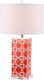 Safavieh - Set of 2 - Quatrefoil Table Lamp 27" Orange Off White Silver Clear Cotton Ceramic LIT4133D-SET2 683726715535