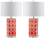 Safavieh - Set of 2 - Quatrefoil Table Lamp 27" Orange Off White Silver Clear Cotton Ceramic LIT4133D-SET2 683726715535