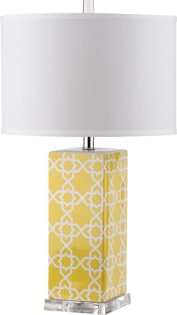 Quatrefoil 27-Inch Table Lamp - Moroccan-Inspired Ceramic Design with Elegant Off-White Shade