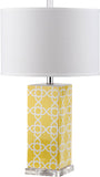 Safavieh - Set of 2 - Quatrefoil Table Lamp 27" Yellow Off White Silver Clear Cotton Ceramic LIT4133G-SET2 683726715627